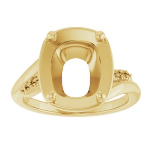 18K Yellow Gold 11x9 mm Elongated Cushion Ring Mounting – image 6