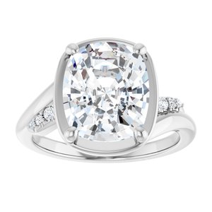 14K X1 White Gold 11x9 mm Elongated Cushion Ring Mounting – image 5