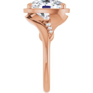 10K Rose Gold 11x9 mm Elongated Cushion Ring Mounting – image 7