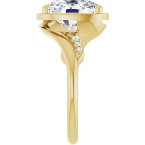 18K Yellow Gold 11x9 mm Elongated Cushion Ring Mounting – image 7