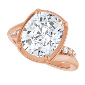 10K Rose Gold 11x9 mm Elongated Cushion Ring Mounting – image 8