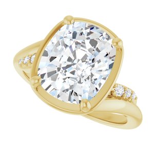 14K Yellow Gold 11x9 mm Elongated Cushion Ring Mounting – image 8