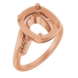 10K Rose Gold 11x9 mm Elongated Cushion Ring Mounting – image 2