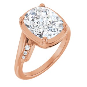 14K Rose Gold 11x9 mm Elongated Cushion Ring Mounting