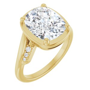 10K Yellow Gold 11x9 mm Elongated Cushion Ring Mounting