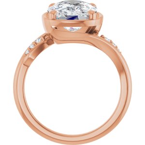 10K Rose Gold 11x9 mm Elongated Cushion Ring Mounting – image 3