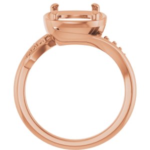 10K Rose Gold 11x9 mm Elongated Cushion Ring Mounting – image 4