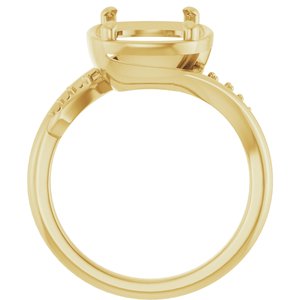 14K Yellow Gold 11x9 mm Elongated Cushion Ring Mounting – image 4