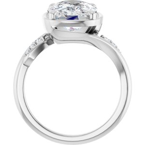 10K White Gold 11x9 mm Elongated Cushion Ring Mounting – image 3
