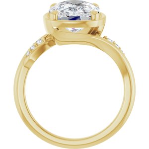 10K Yellow Gold 11x9 mm Elongated Cushion Ring Mounting – image 3