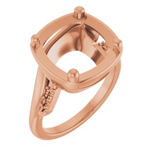 10K Rose Gold 11x11 mm Cushion Ring Mounting – image 2