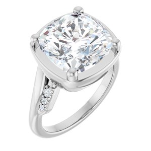 14K X1 White Gold 11x11 mm Cushion Ring Mounting