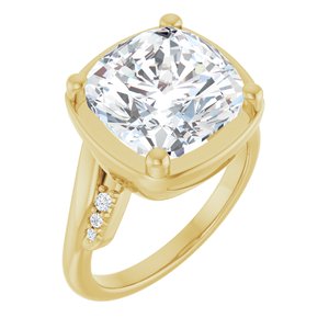 10K Yellow Gold 11x11 mm Cushion Ring Mounting