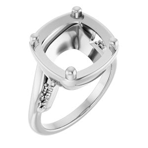 18K White Gold 11x11 mm Cushion Ring Mounting – image 2