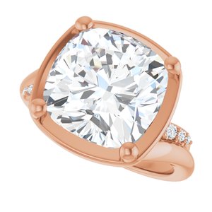 10K Rose Gold 11x11 mm Cushion Ring Mounting – image 8