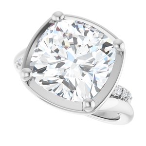 18K White Gold 11x11 mm Cushion Ring Mounting – image 8