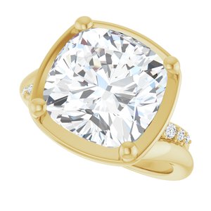 10K Yellow Gold 11x11 mm Cushion Ring Mounting – image 8