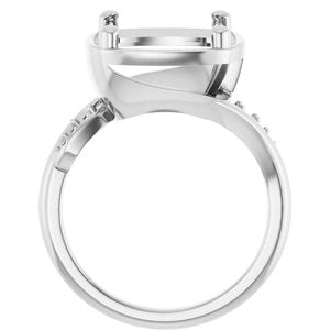 18K White Gold 11x11 mm Cushion Ring Mounting – image 4