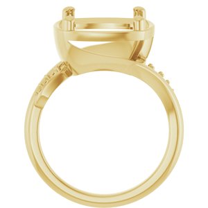 10K Yellow Gold 11x11 mm Cushion Ring Mounting – image 4