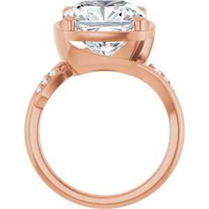 14K Rose Gold 11x11 mm Cushion Ring Mounting – image 3