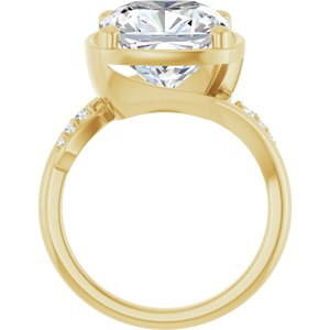 18K Yellow Gold 11x11 mm Cushion Ring Mounting – image 3