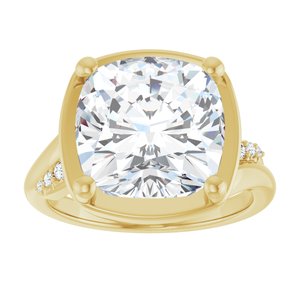 14K Yellow Gold 11x11 mm Cushion Ring Mounting – image 5