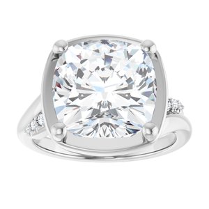 10K White Gold 11x11 mm Cushion Ring Mounting – image 5