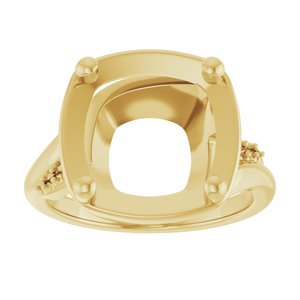 18K Yellow Gold 11x11 mm Cushion Ring Mounting – image 6