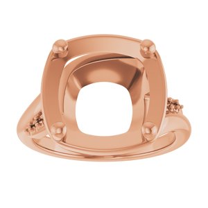 10K Rose Gold 11x11 mm Cushion Ring Mounting – image 6