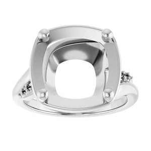 18K White Gold 11x11 mm Cushion Ring Mounting – image 6