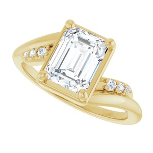 10K Yellow Gold 8x6 mm Emerald Ring Mounting – image 8