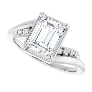 14K X1 White Gold 8x6 mm Emerald Ring Mounting – image 8