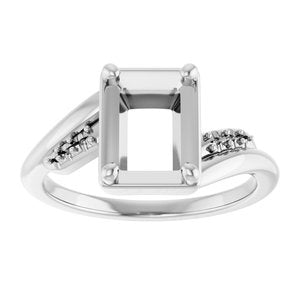 10K White Gold 8x6 mm Emerald Ring Mounting – image 6