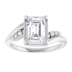18K White Gold 8x6 mm Emerald Ring Mounting – image 5