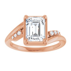 18K Rose Gold 8x6 mm Emerald Ring Mounting – image 5