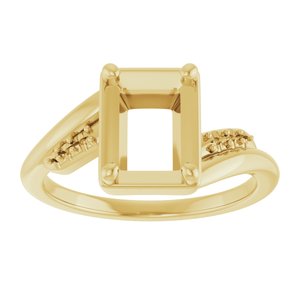 14K Yellow Gold 8x6 mm Emerald Ring Mounting – image 6