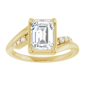 10K Yellow Gold 8x6 mm Emerald Ring Mounting – image 5