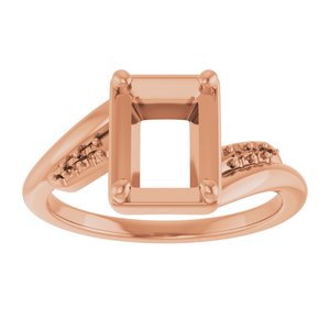 18K Rose Gold 8x6 mm Emerald Ring Mounting – image 6