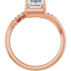 14K Rose Gold 8x6 mm Emerald Ring Mounting – image 3