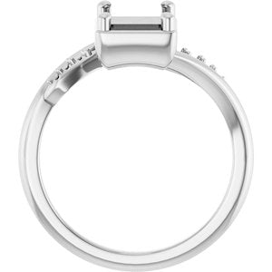 18K White Gold 8x6 mm Emerald Ring Mounting – image 4