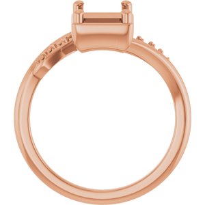 14K Rose Gold 8x6 mm Emerald Ring Mounting – image 4
