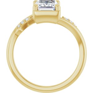 14K Yellow Gold 8x6 mm Emerald Ring Mounting – image 3