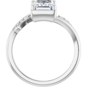 14K X1 White Gold 8x6 mm Emerald Ring Mounting – image 3