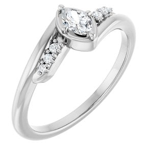18K White Gold 5x3 mm Marquise Ring Mounting