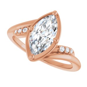 18K Rose Gold 11x5.5 mm Marquise Ring Mounting – image 8