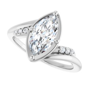 14K White Gold 11x5.5 mm Marquise Ring Mounting – image 8