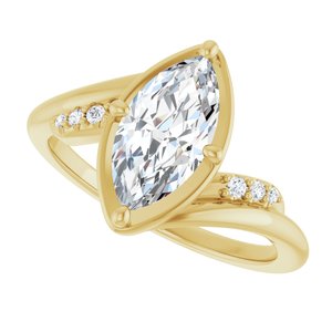 18K Yellow Gold 11x5.5 mm Marquise Ring Mounting – image 8