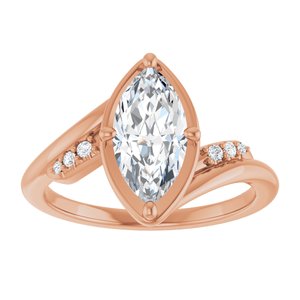 18K Rose Gold 11x5.5 mm Marquise Ring Mounting – image 5