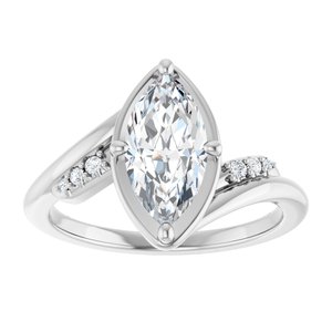 10K White Gold 11x5.5 mm Marquise Ring Mounting – image 5