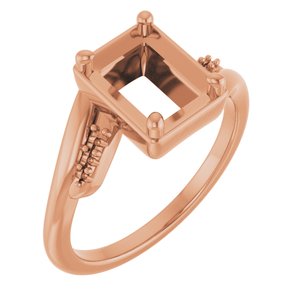 14K Rose Gold 8x6 mm Emerald Ring Mounting – image 2